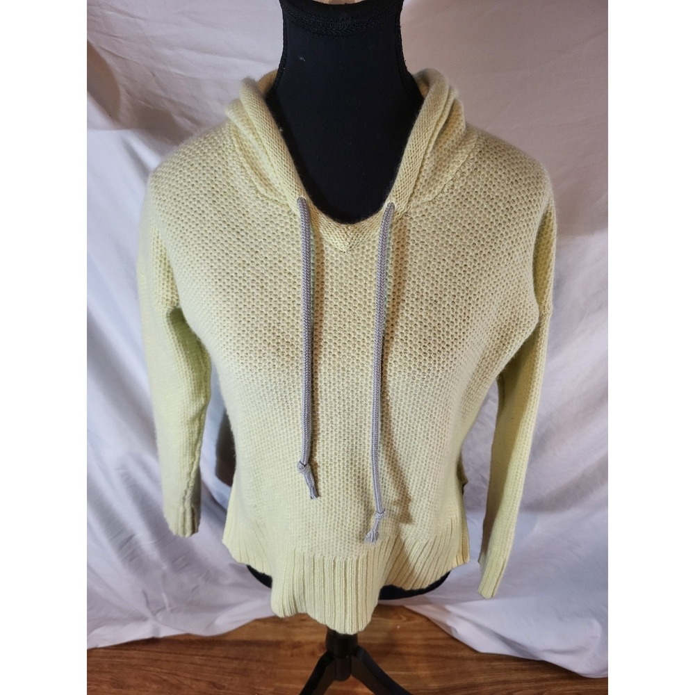 Autumn Cashmere Size Small Waffle Knit Hoodies Yellow 100% Cashmere Sweater...